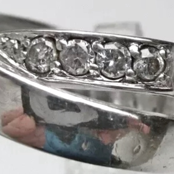 ✨ Vintage .925 Sterling Silver Double Eternity Band – Pave Crystal Sparkle! ✨ - Picture 14 of 15